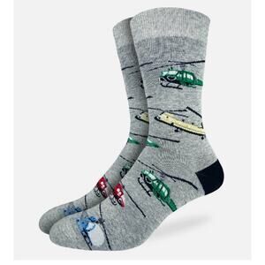 New Helicopters Men Crew Socks Grey Good Luck Fashion Airborne Adult 7-12 Gift